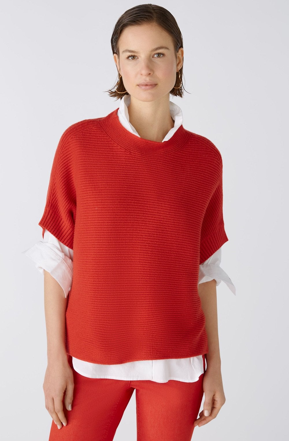 Aura Orange Red Poncho Style Jumper