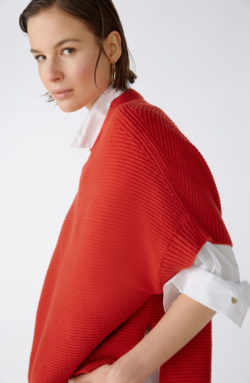 Aura Orange Red Poncho Style Jumper
