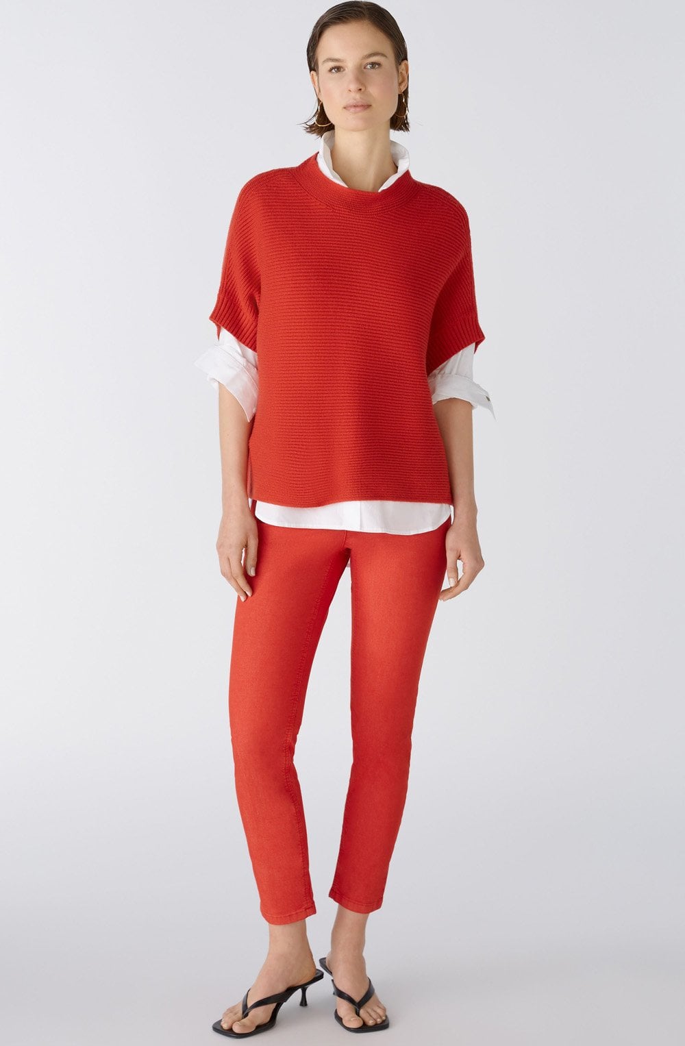 Aura Orange Red Poncho Style Jumper