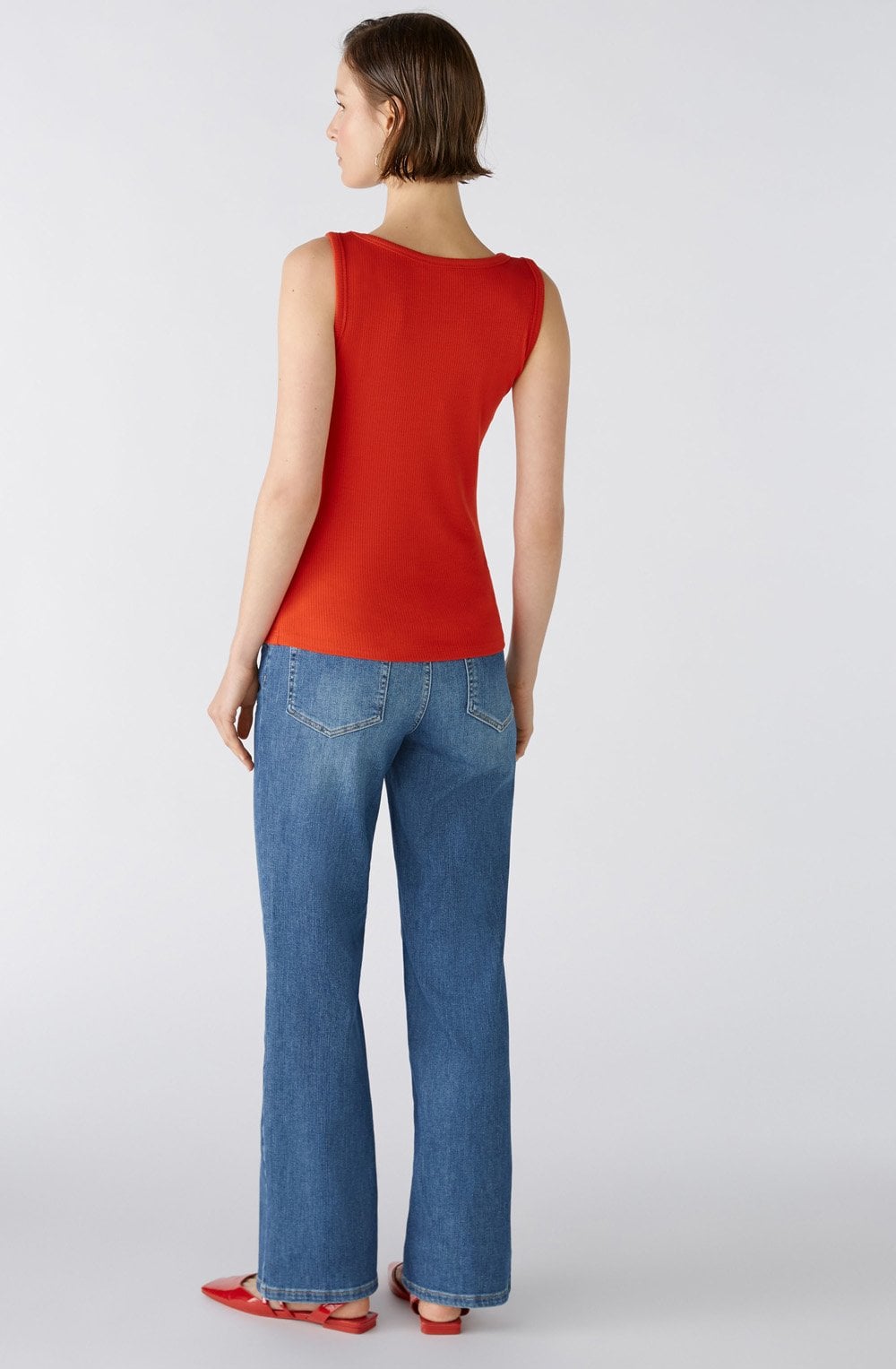 Aura Orange Red Ribbed Vest Top