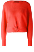 Aura Orange Red Twisted Hem Sweater