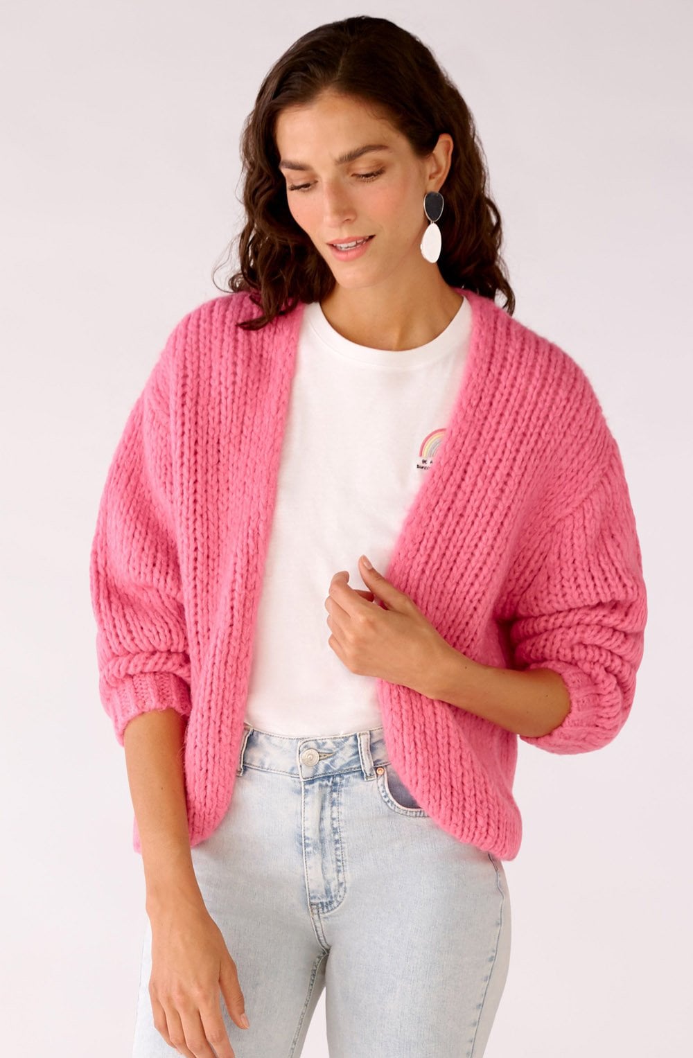 Azalea Pink Open Knit Cardigan