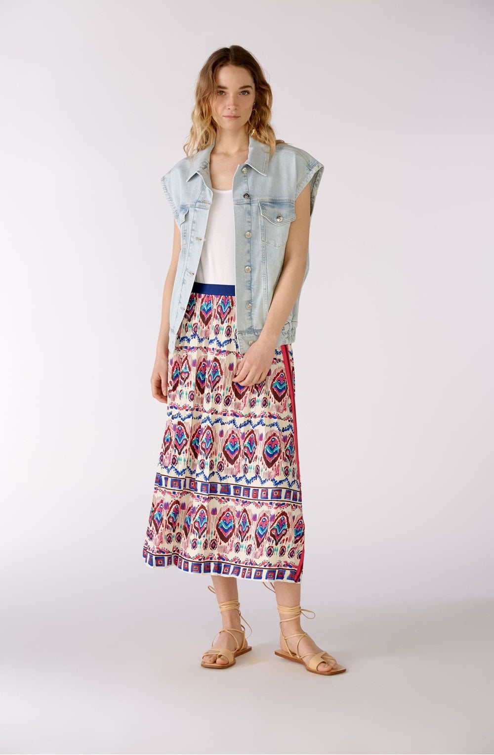 Aztec Print Pleated Skirt