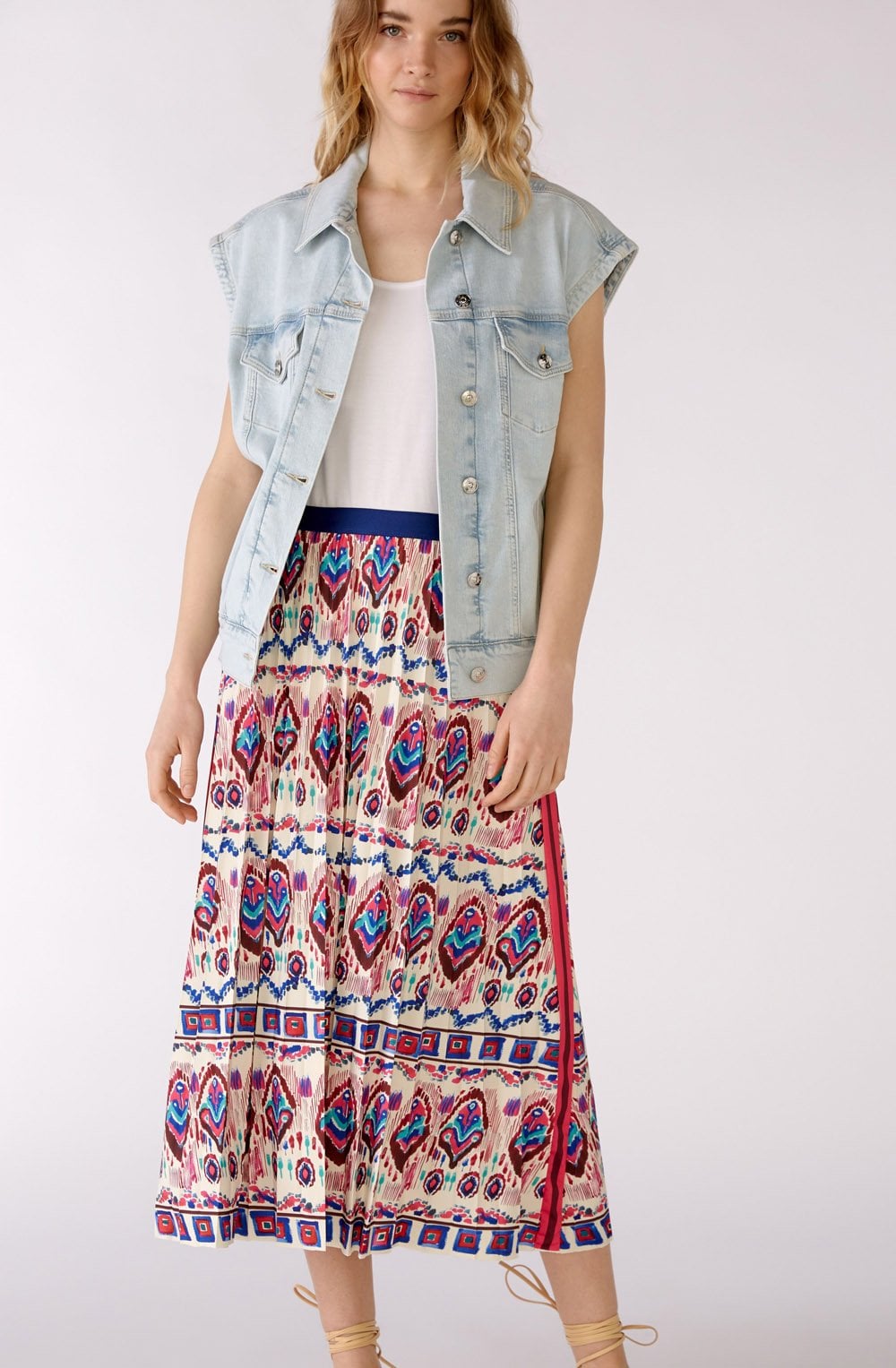Aztec Print Pleated Skirt