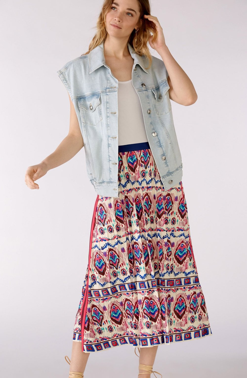 Aztec Print Pleated Skirt