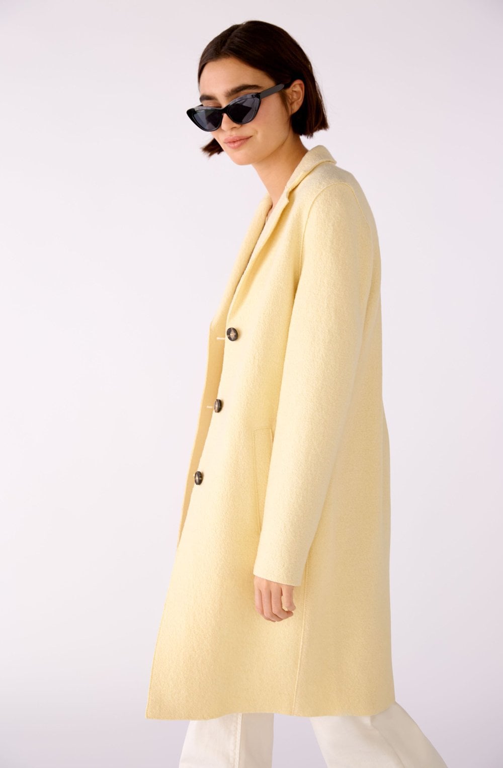 Banana Crepe Boiled Wool Coat