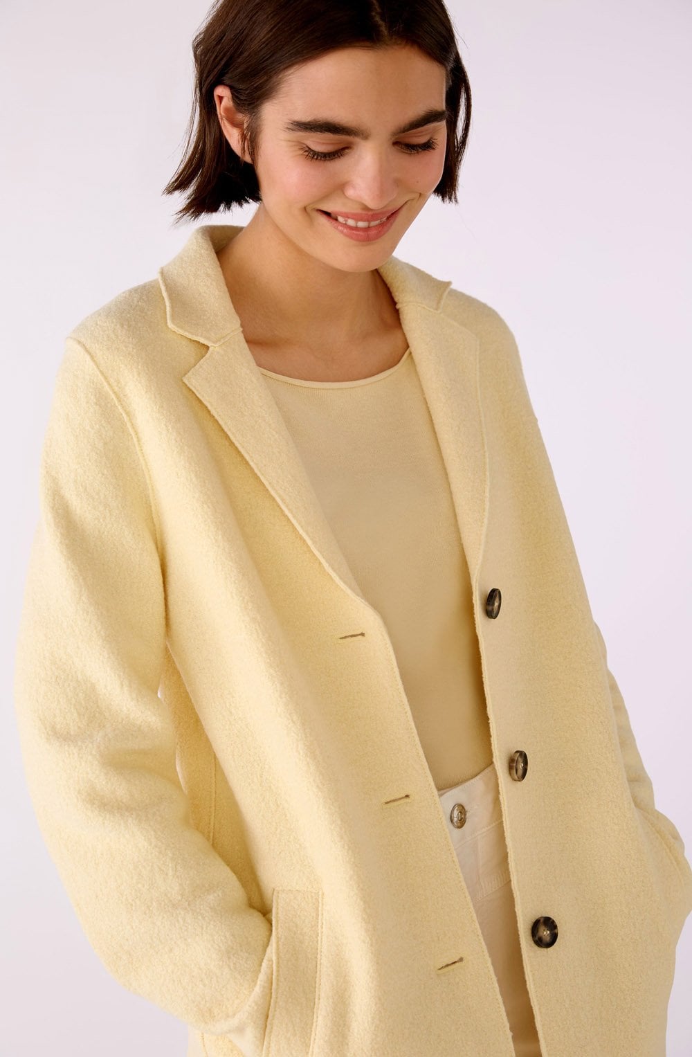 Banana Crepe Boiled Wool Coat