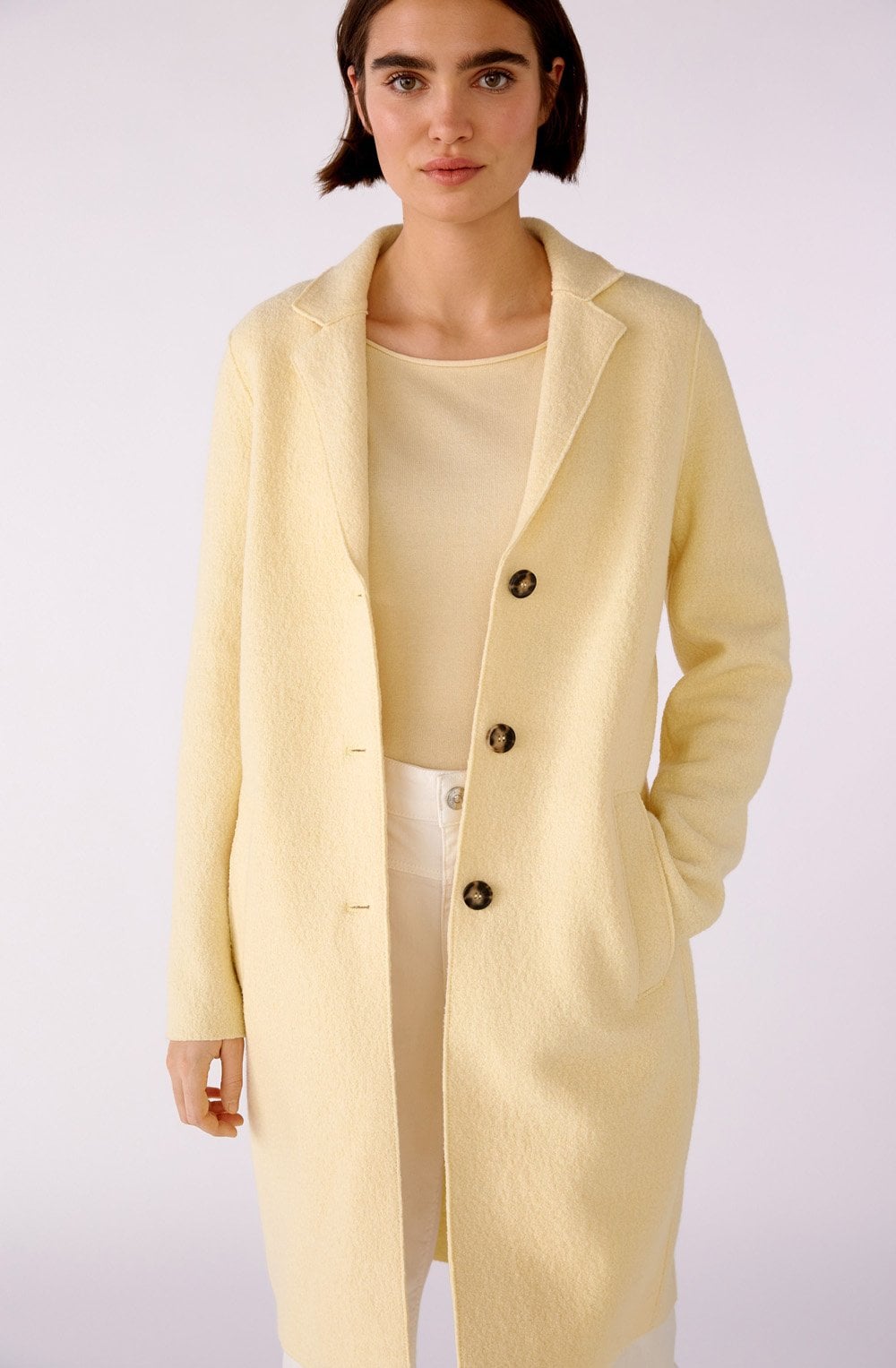 Banana Crepe Boiled Wool Coat