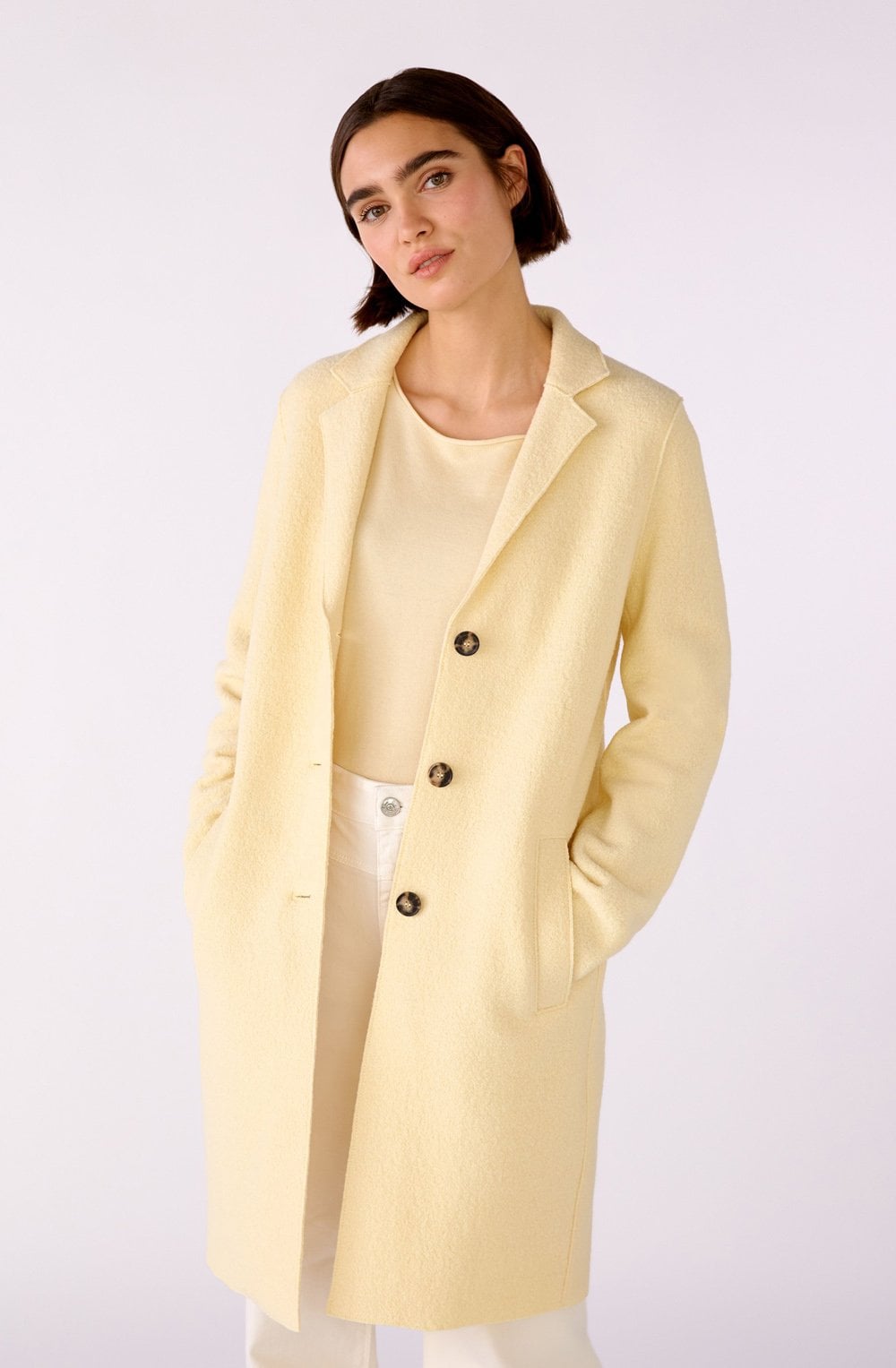 Banana Crepe Boiled Wool Coat