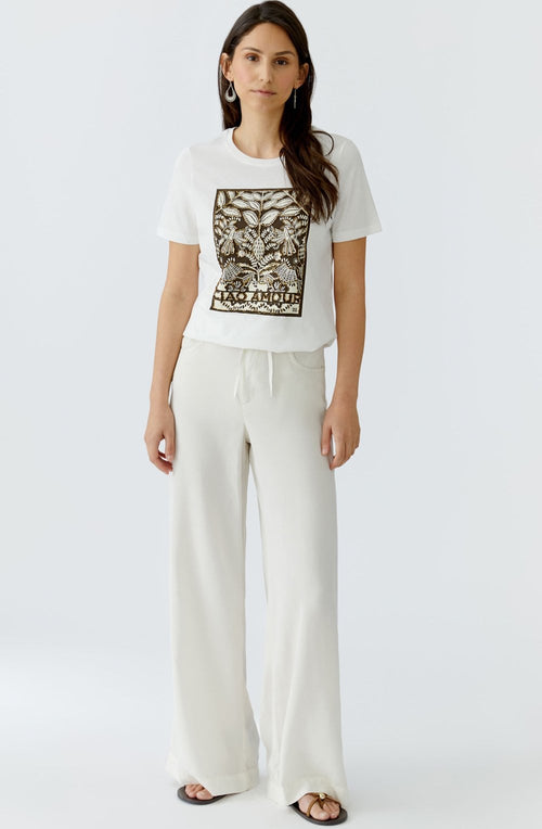 Beaded Floral Motif T Shirt