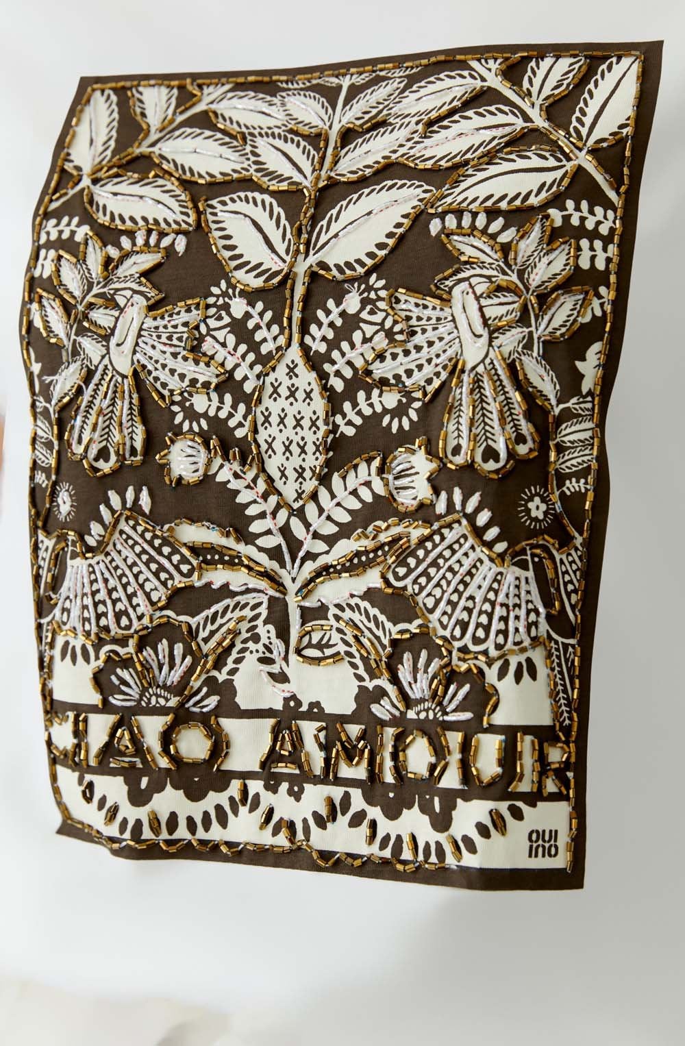Beaded Floral Motif T Shirt
