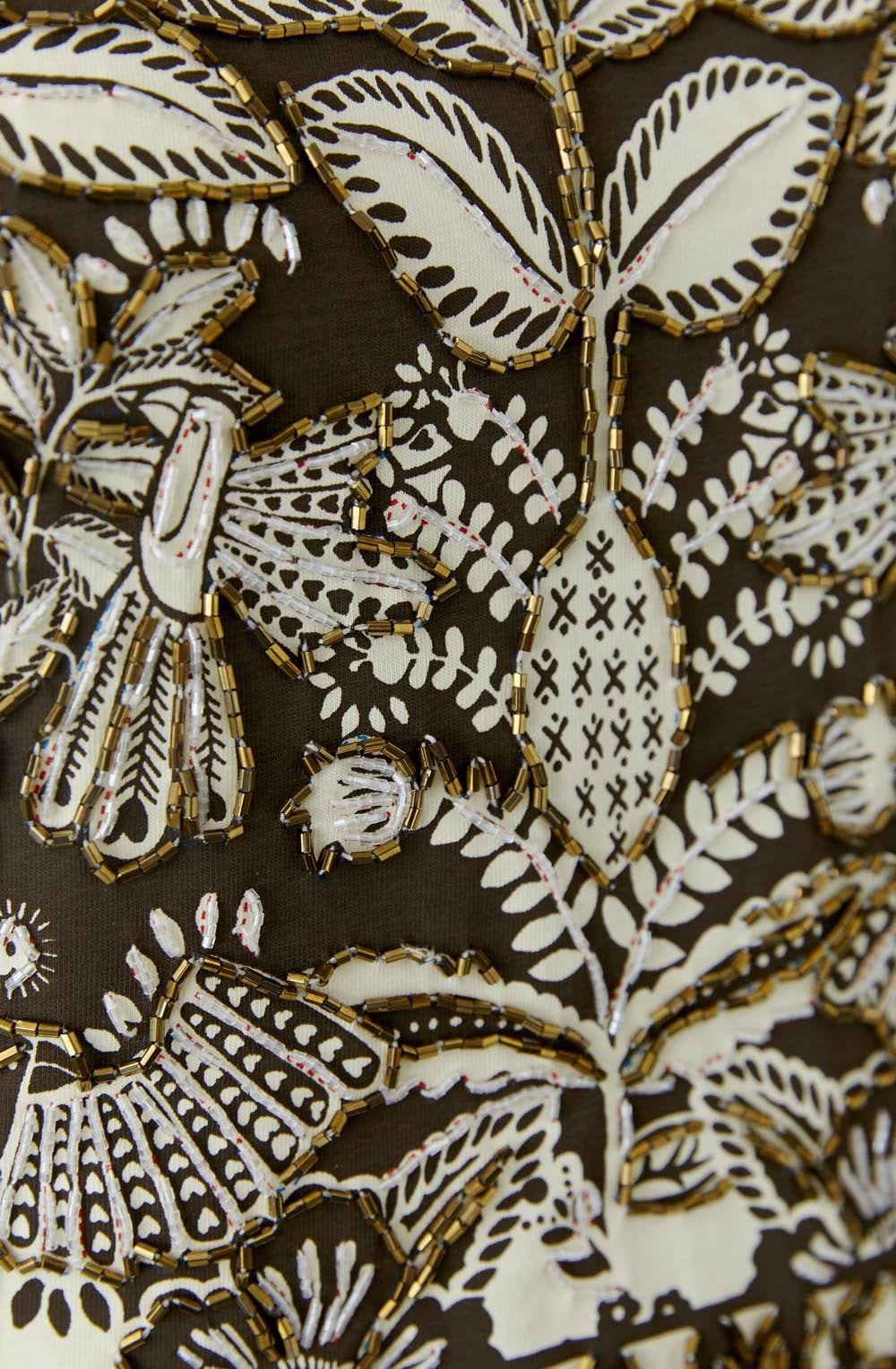Beaded Floral Motif T Shirt
