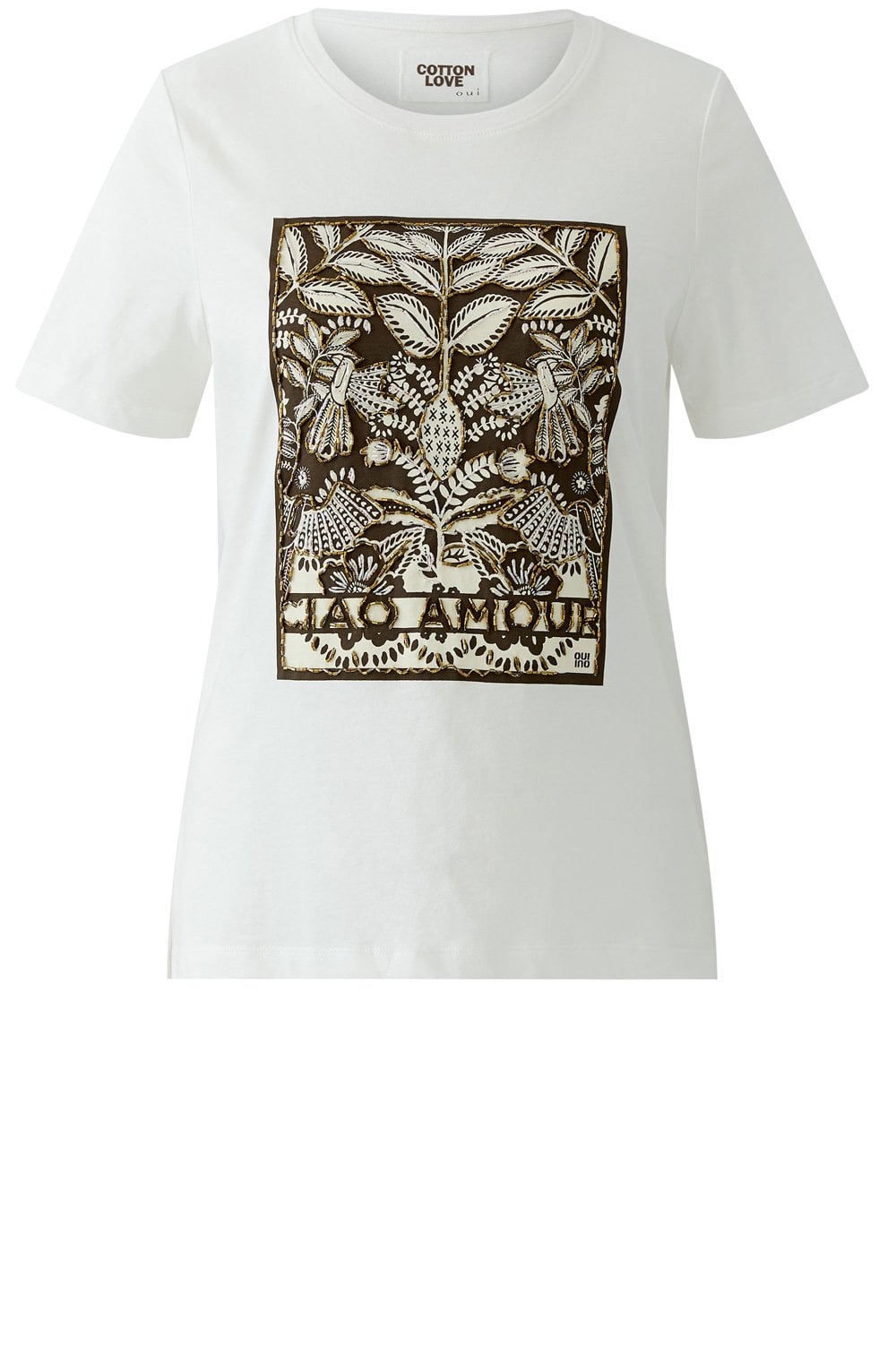 Beaded Floral Motif T Shirt