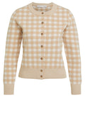 Beige and White Checked Cardigan