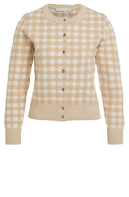 Beige and White Checked Cardigan