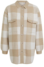 Beige and White Checked Shacket