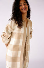 Beige and White Checked Shacket