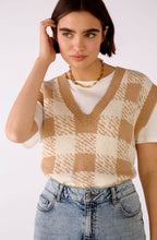 Beige and White Checked Slipover