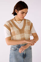 Beige and White Checked Slipover