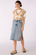 Beige and White Checked Slipover