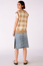 Beige and White Checked Slipover
