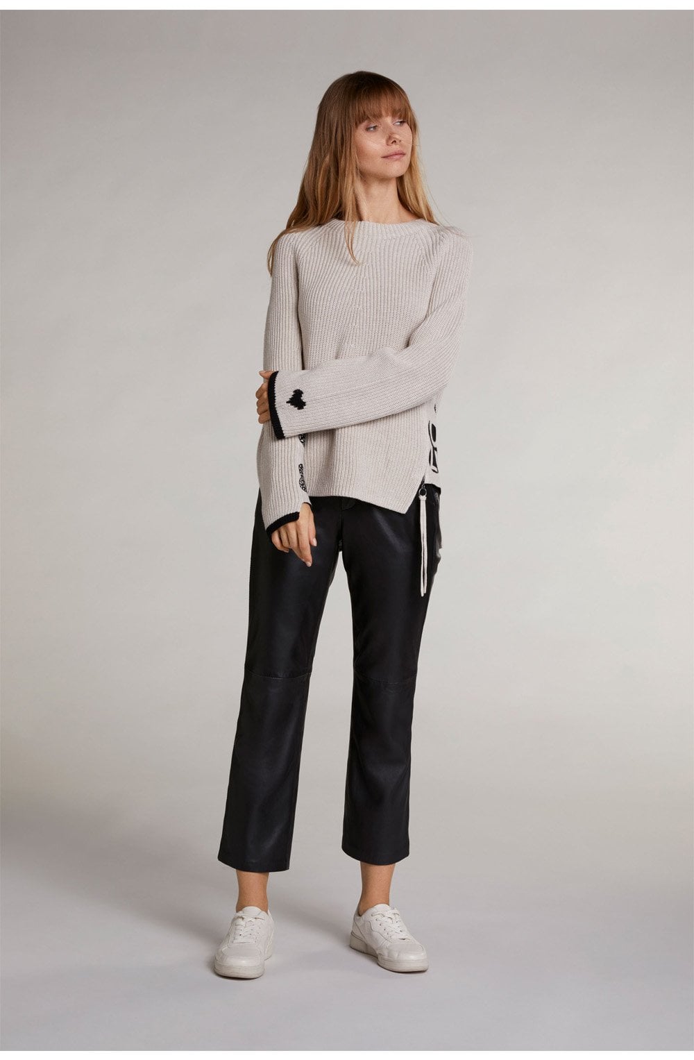 Beige Heart Design Jumper