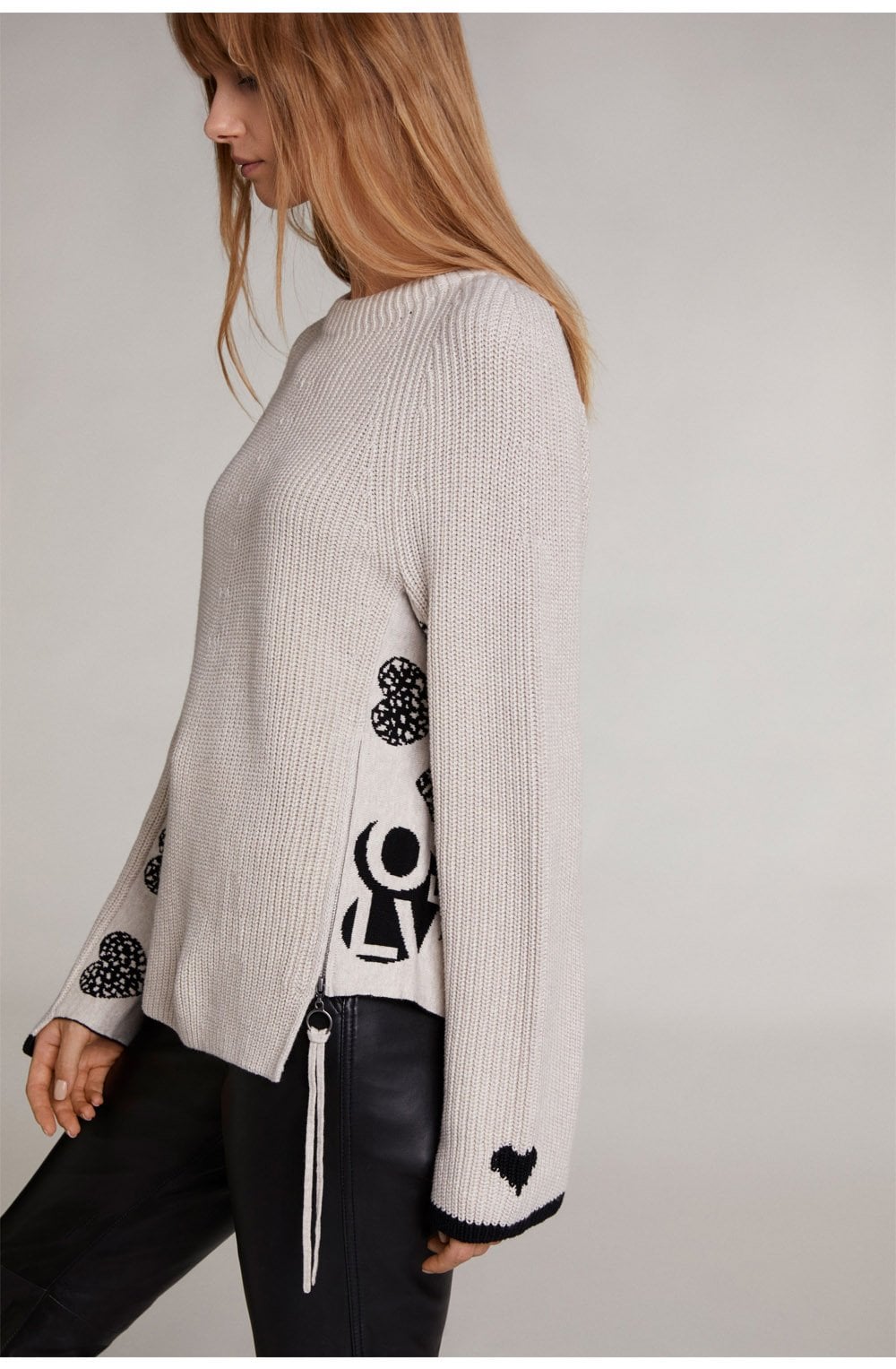 Beige Heart Design Jumper