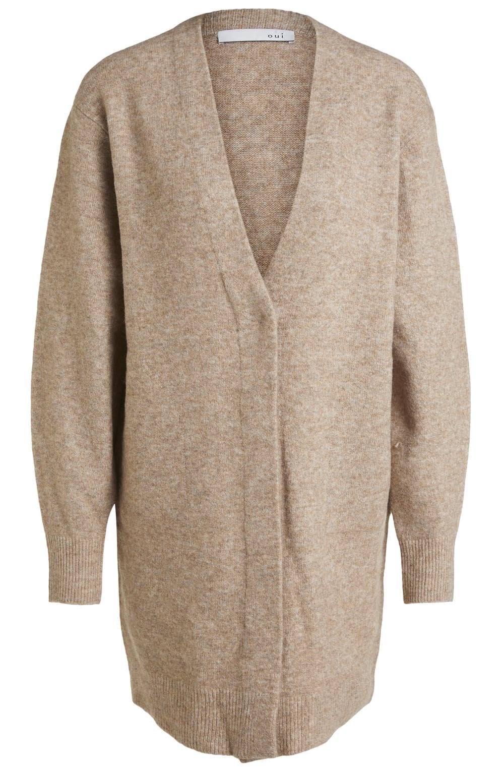 Beige Long Line Cardigan