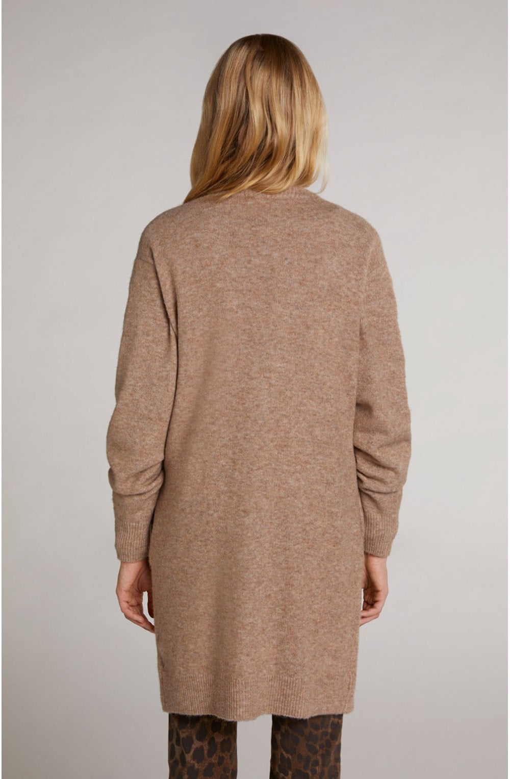 Beige Long Line Cardigan