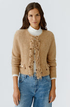 Beige Melange Fringed Cardigan