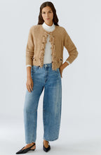 Beige Melange Fringed Cardigan