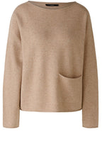Beige Melange Relaxed Jumper with Oversized Pocket