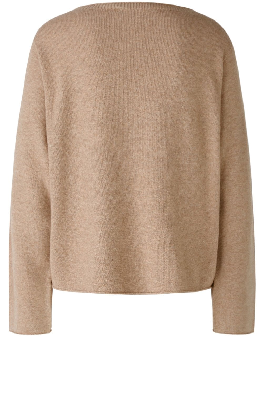Beige Melange Relaxed Jumper with Oversized Pocket