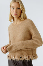 Beige Melange Sequin Fringe Jumper