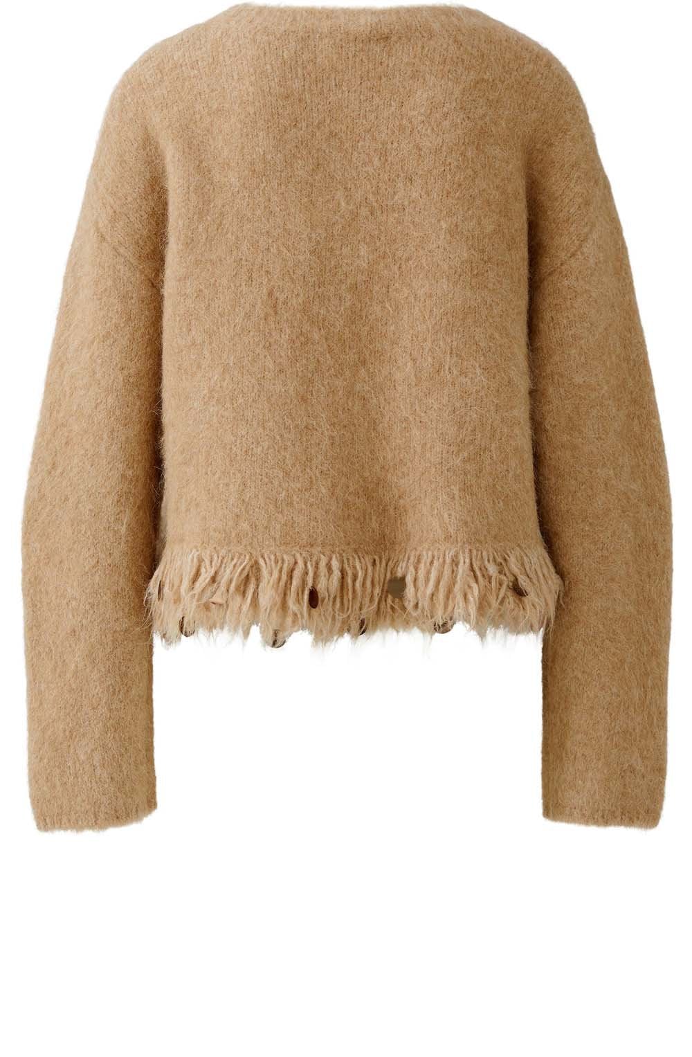 Beige Melange Sequin Fringe Jumper