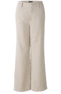 Beige Melange Wide Leg Corduroy Trousers