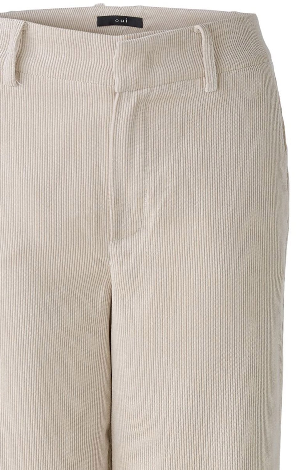 Beige Melange Wide Leg Corduroy Trousers