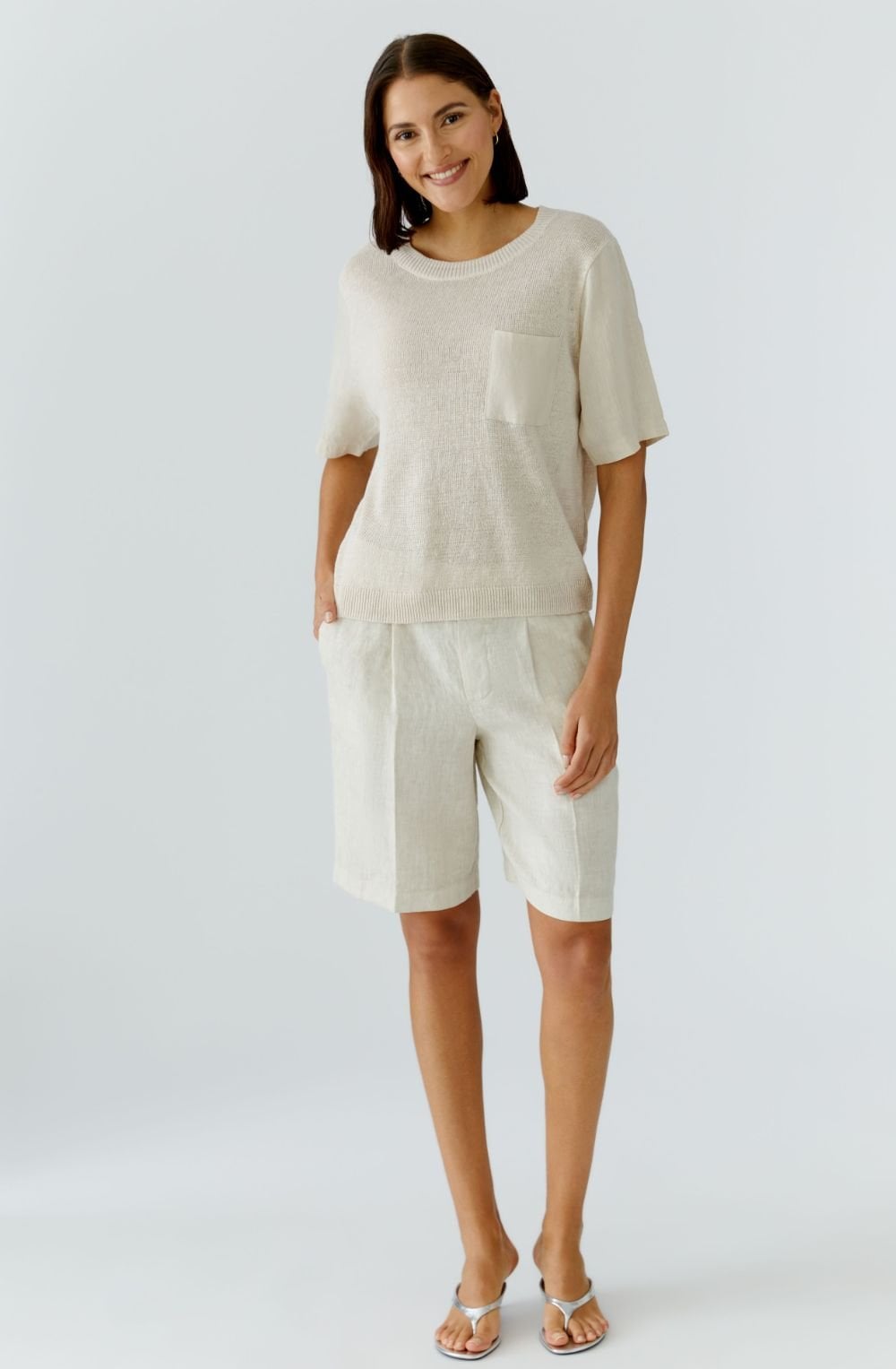 Biscuit Linen Patch Pocket Pullover