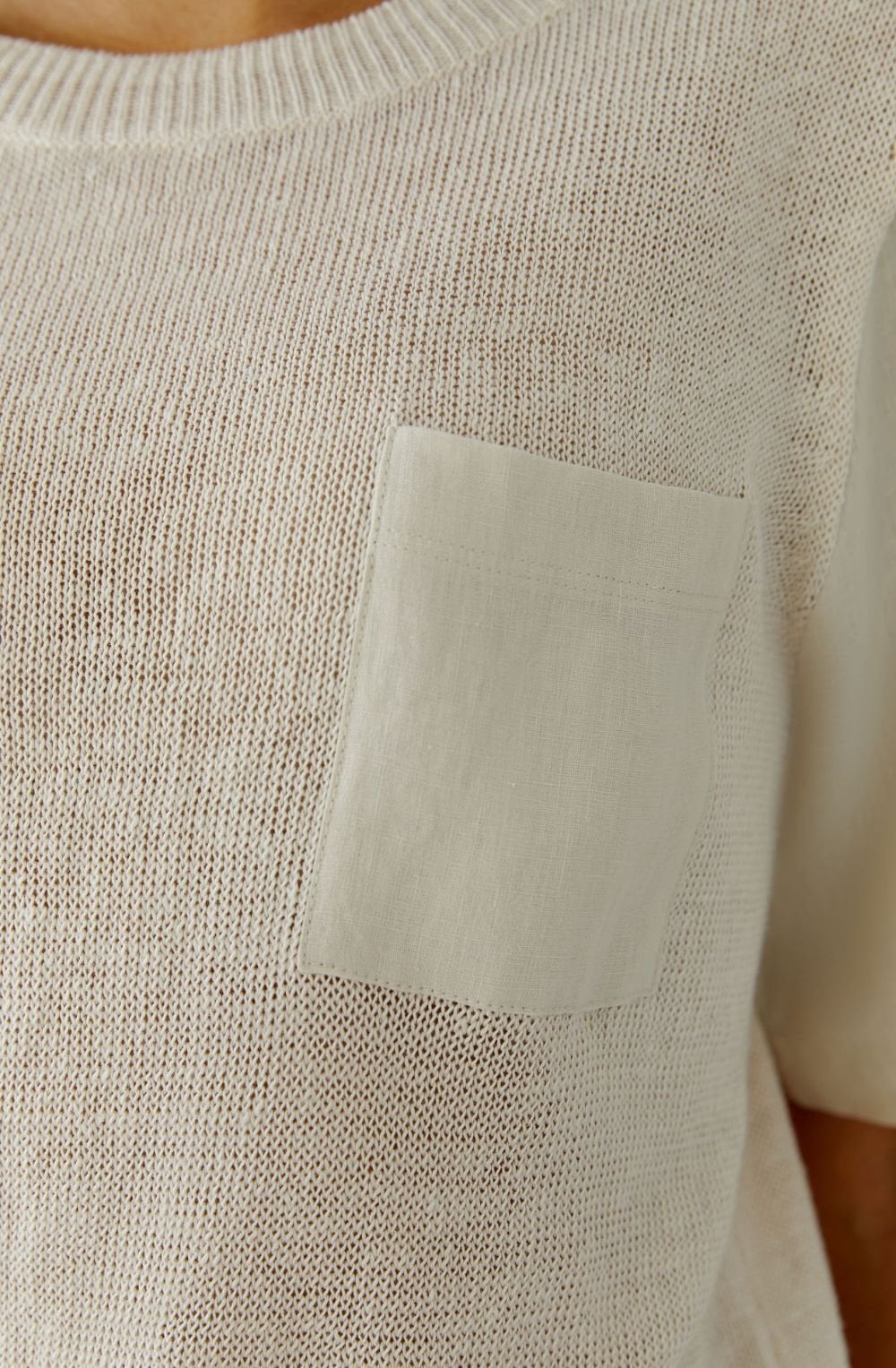 Biscuit Linen Patch Pocket Pullover