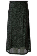 Black and Dark Green Sequin Midi Skirt
