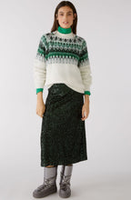 Black and Dark Green Sequin Midi Skirt