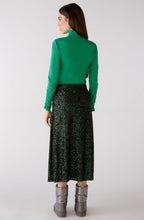 Black and Dark Green Sequin Midi Skirt