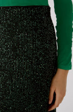 Black and Dark Green Sequin Midi Skirt