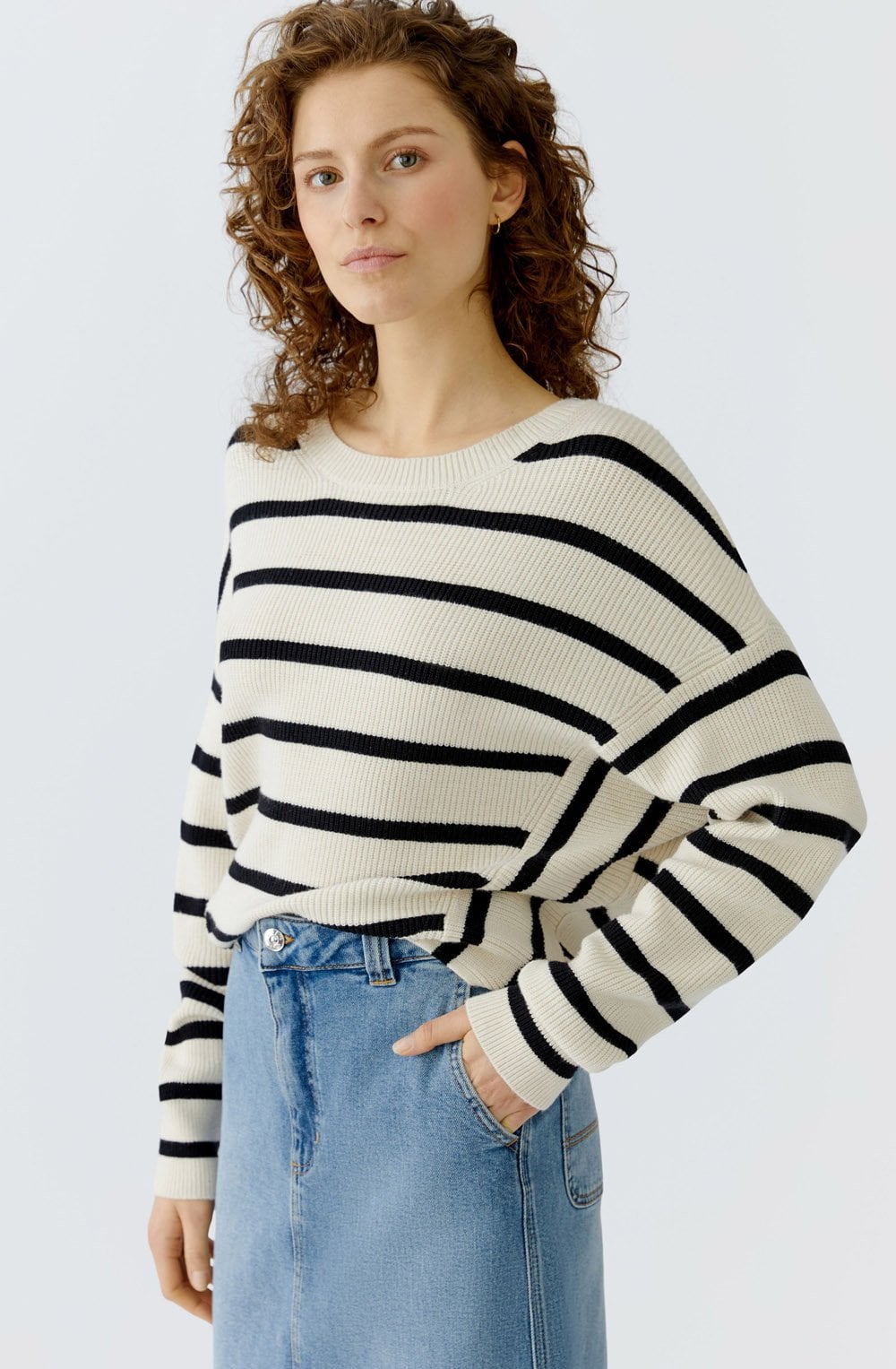 Black and Off White Bold Striped Jumper