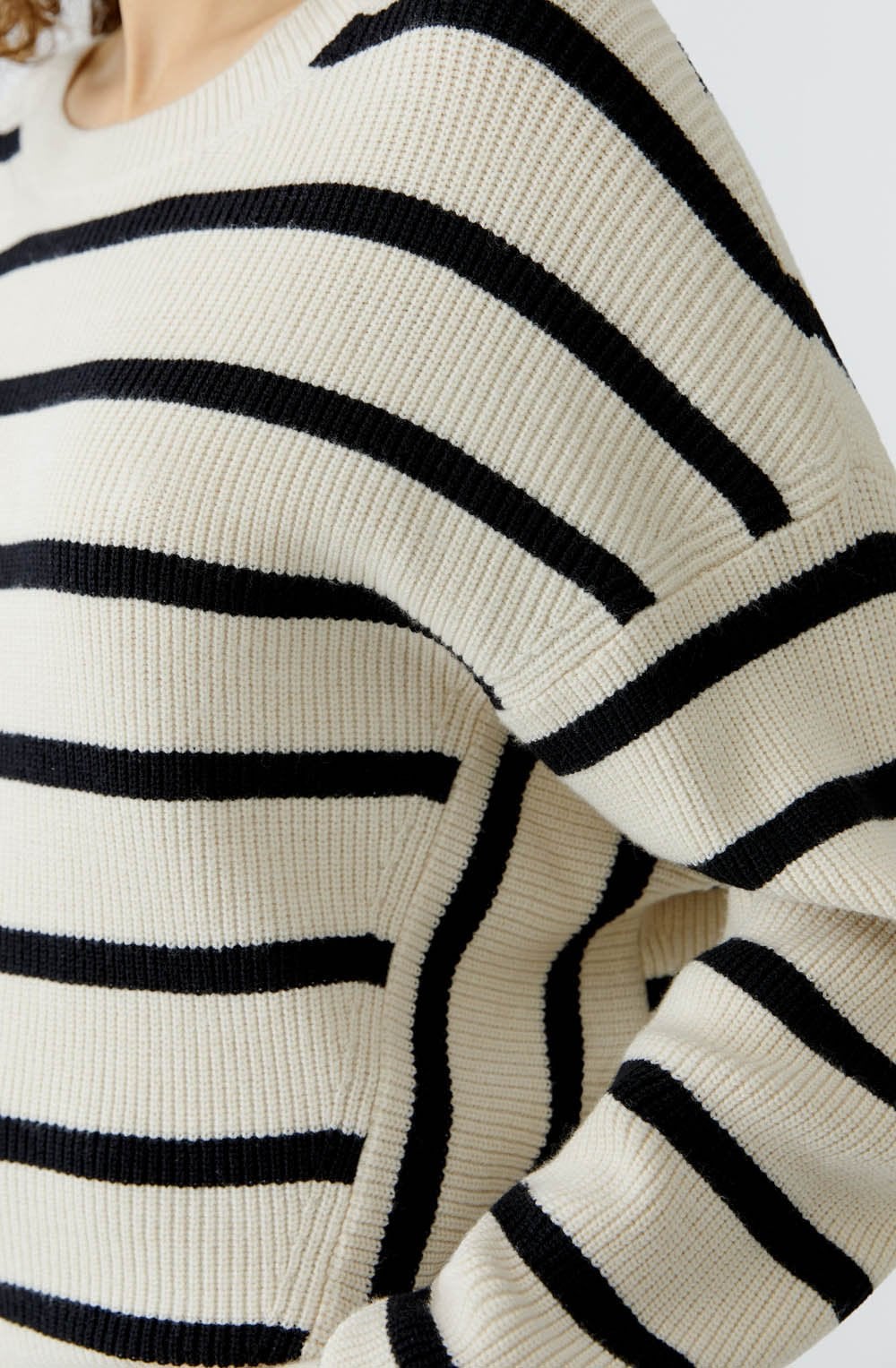 Black and Off White Bold Striped Jumper