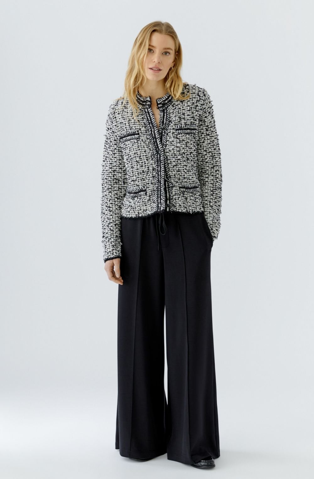 Black and Off White Bouclé Cardigan