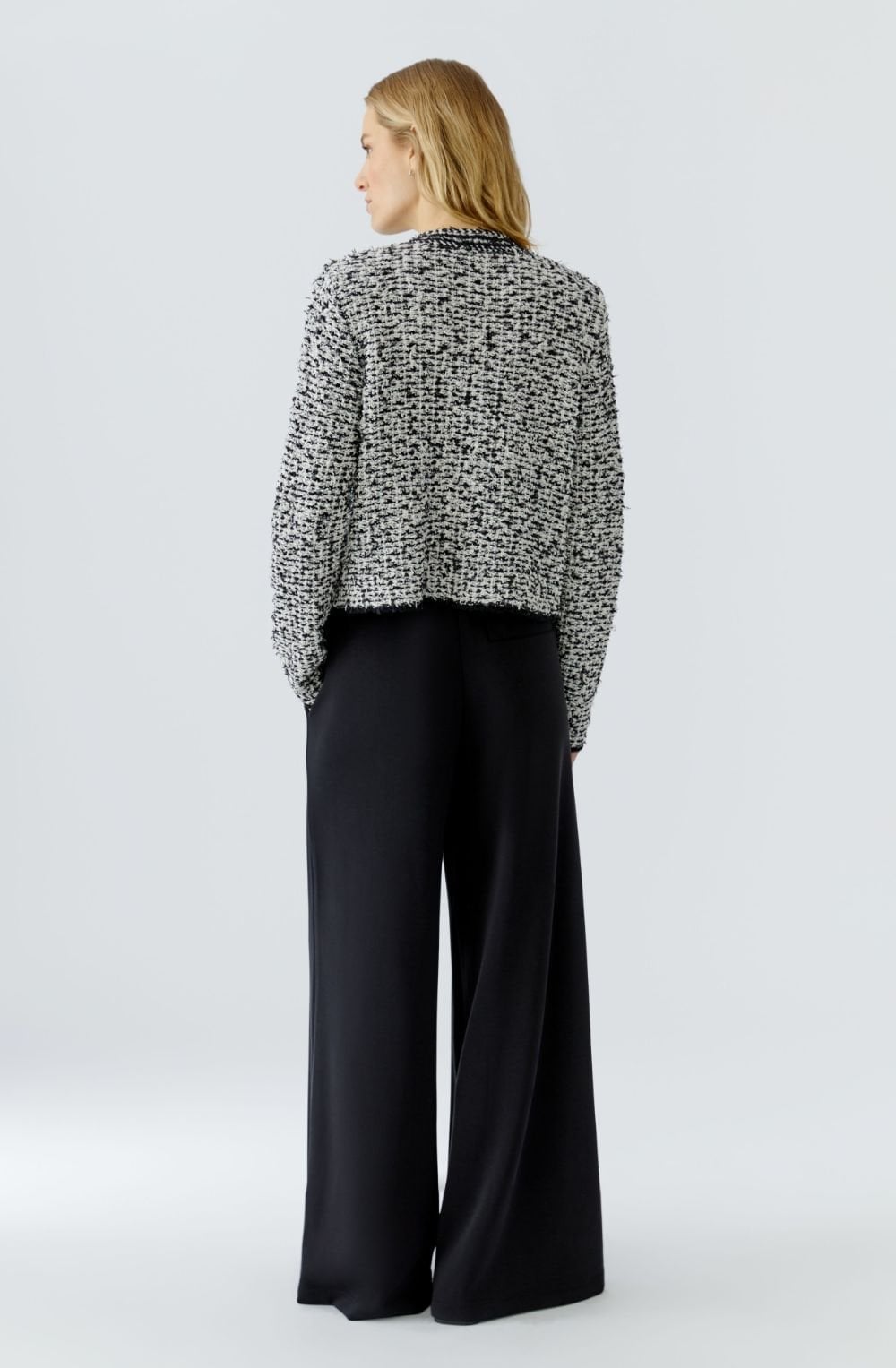 Black and Off White Bouclé Cardigan