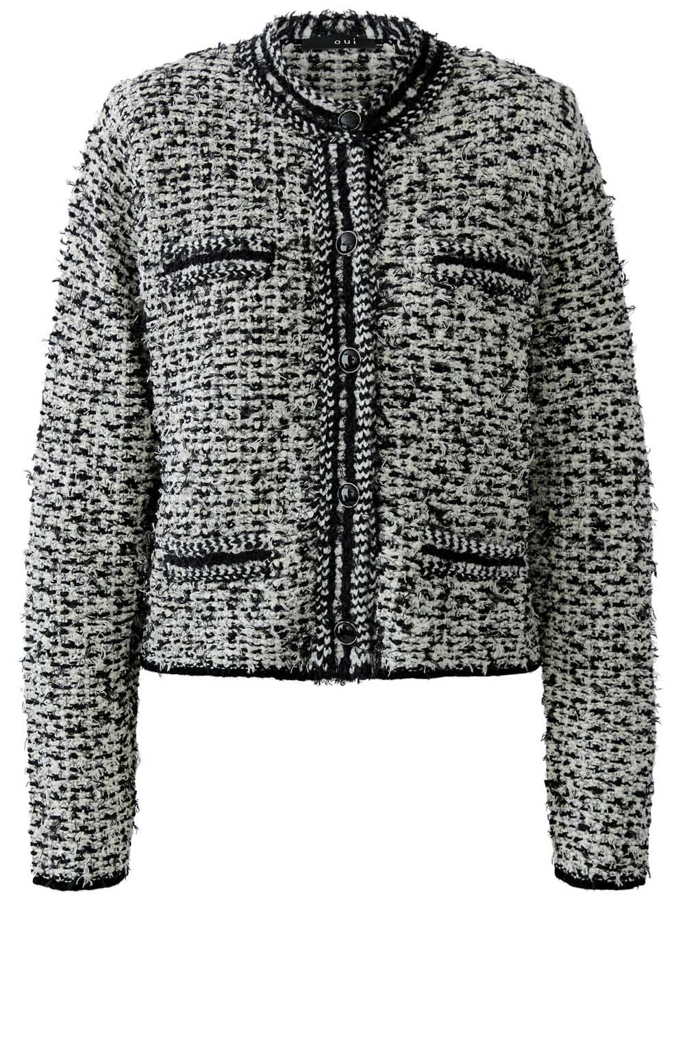 Black and Off White Bouclé Cardigan