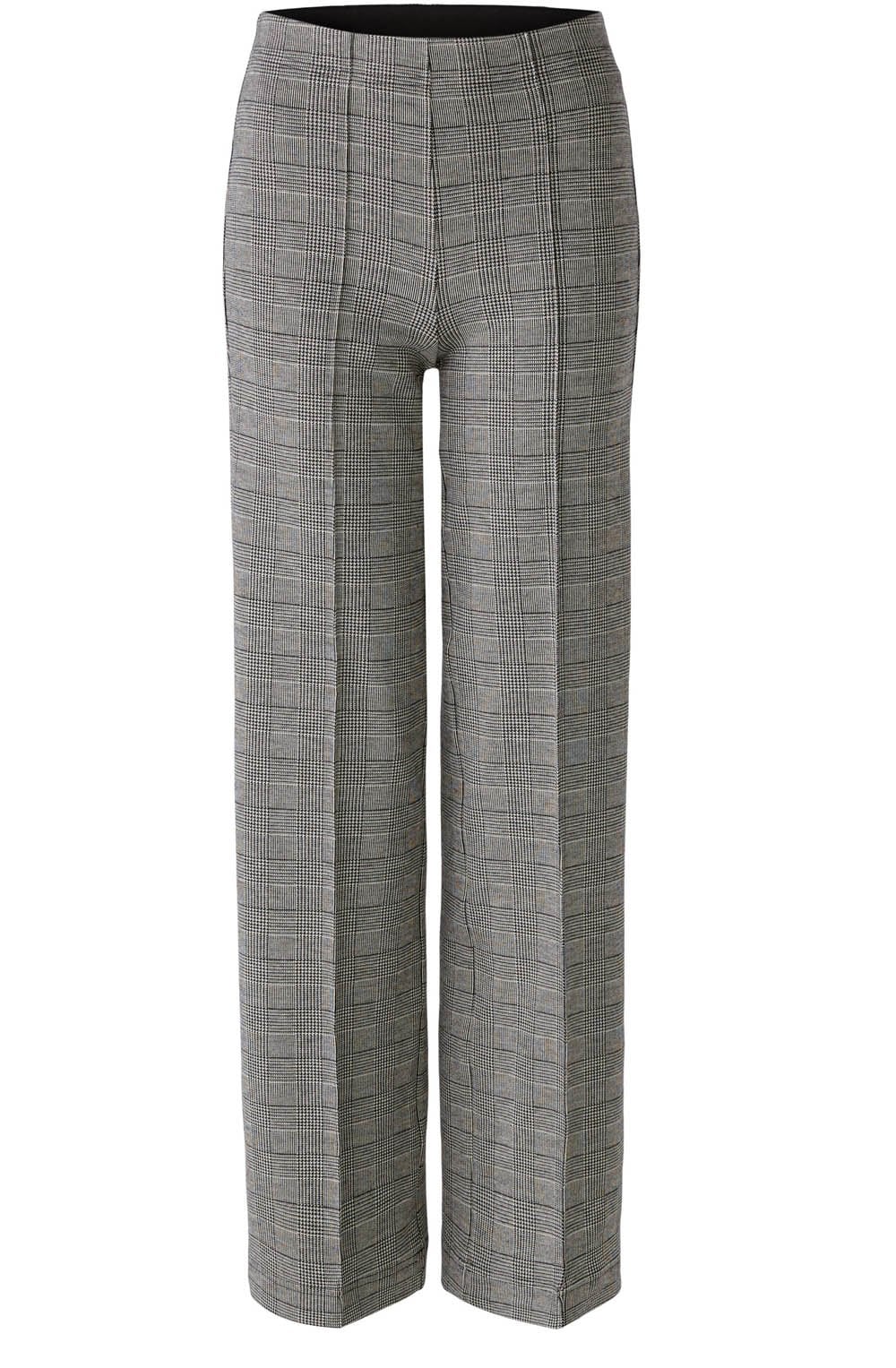 Black and Off White Check Slip On Trousers