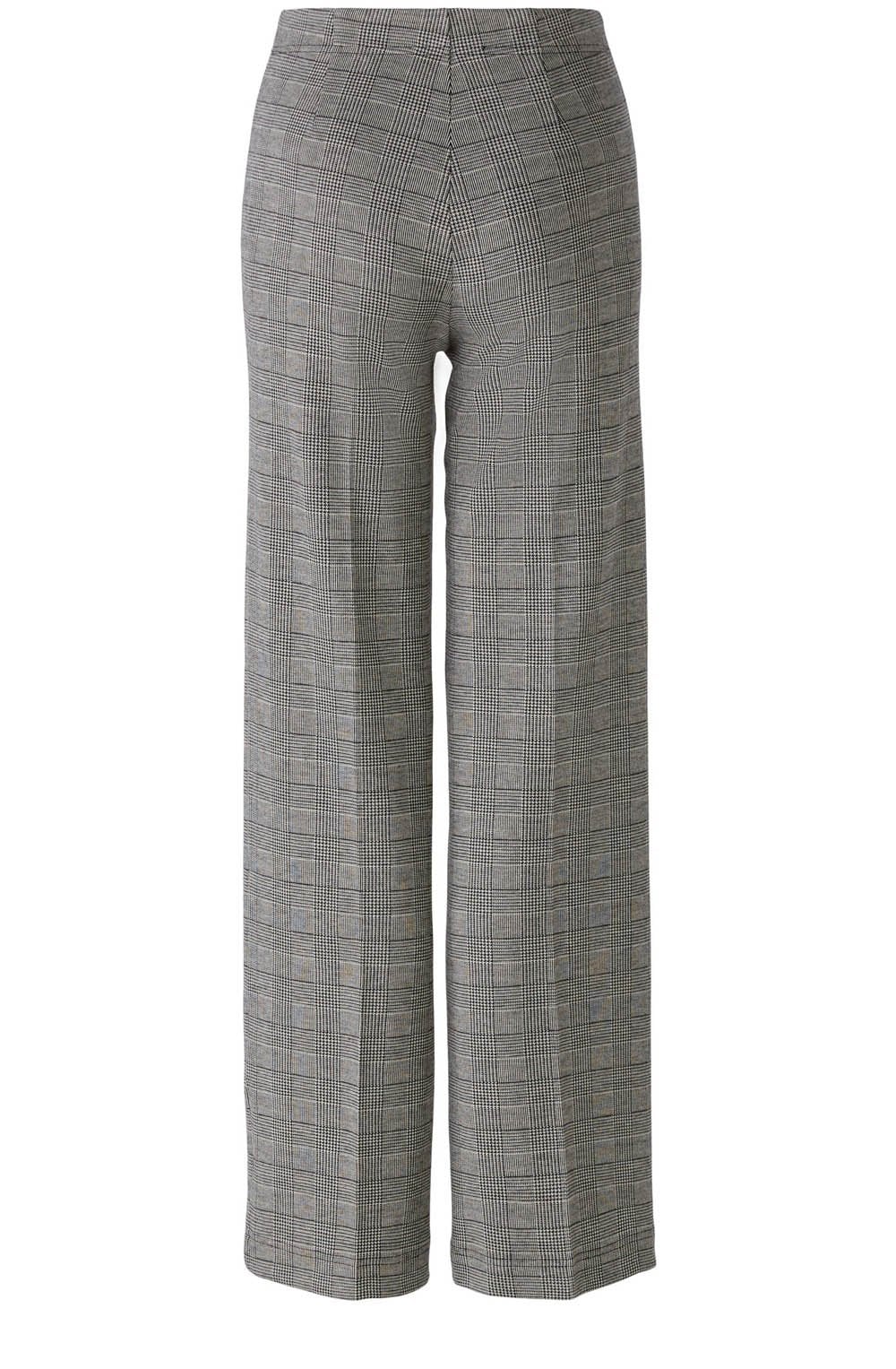 Black and Off White Check Slip On Trousers